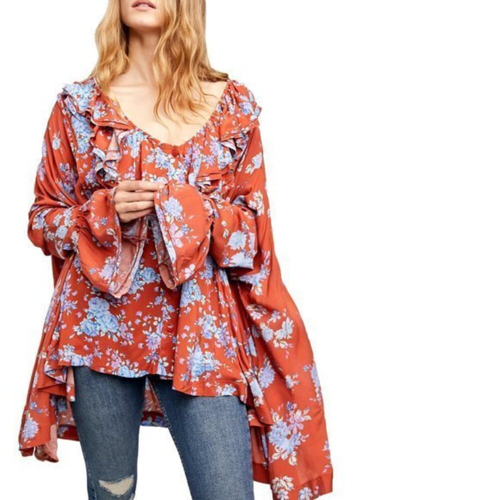 Free People Lorretta Printed Oversized Tunic. XS